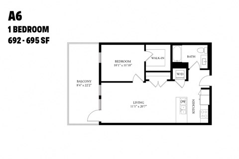 One Bedroom A6 692-695 SF - The Ballard Independent